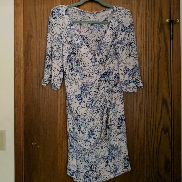 maje blue and white dress